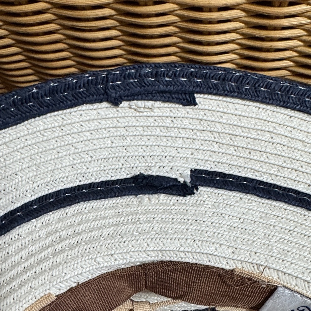 Tommy Bahama Striped White and Navy/Black Sun Hat NWOT - Picture 9 of 9